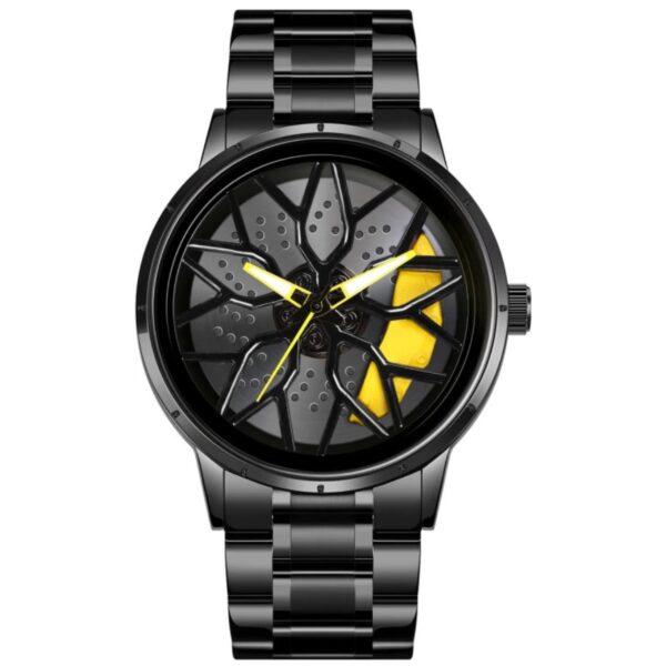 Car Wheel Watch Gold Color | Analog Watch - For Men Spinning
