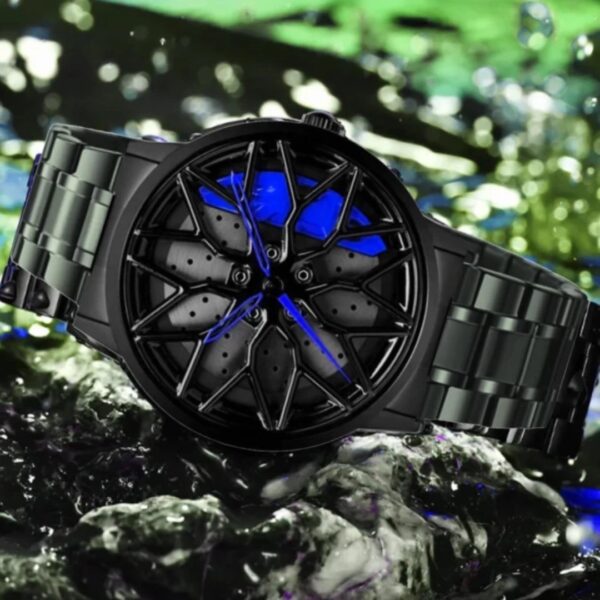 Car Wheel Watch Blue Color | Analog Watch - For Men Spinning